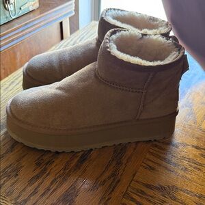 UGG Women's Brown Suede Shearling Lined Ankle Booties